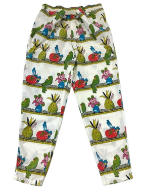 Vintage 80s pull on pants Womens tropical print Benetton Inseam 27in